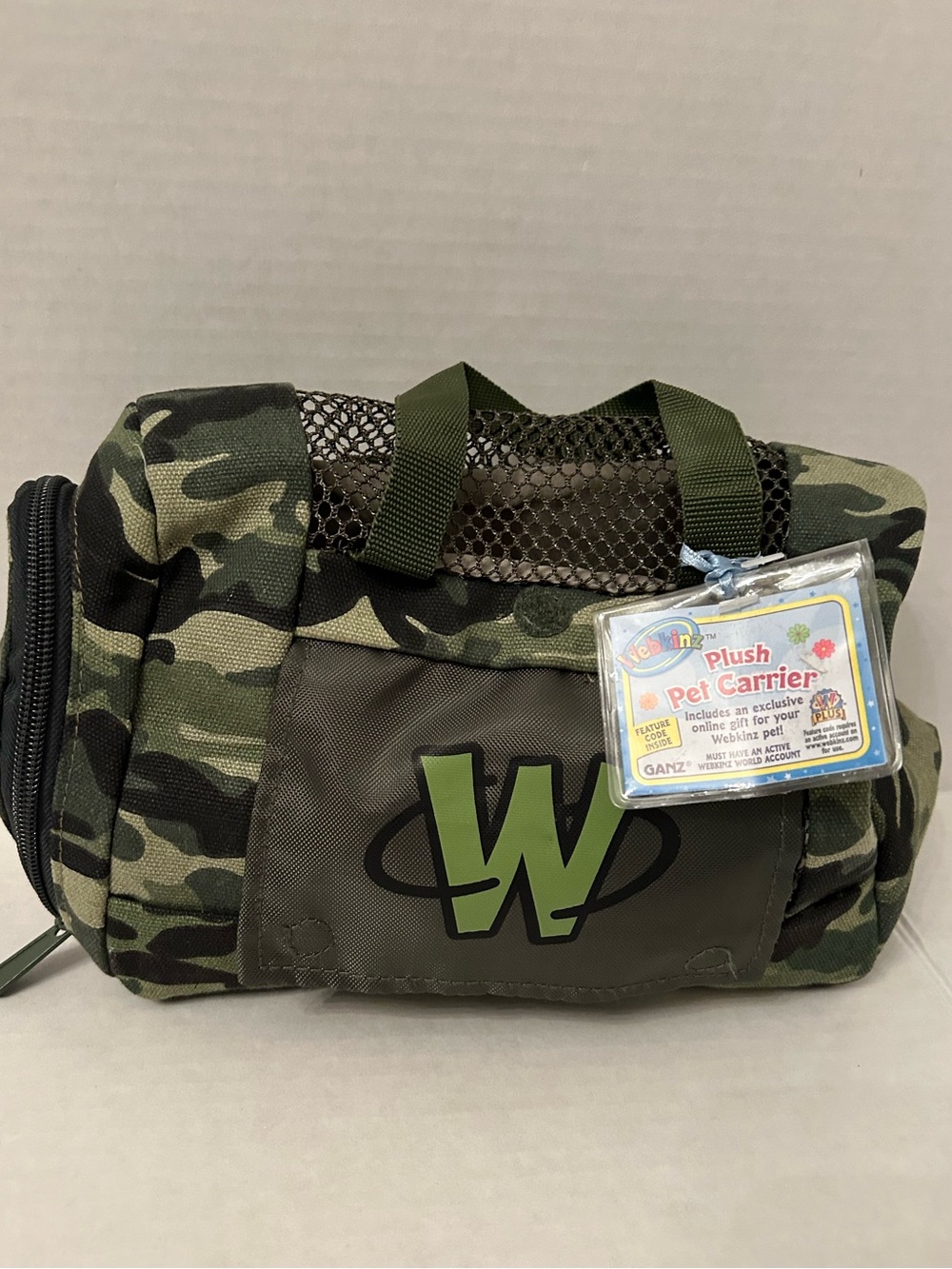 Webkinz Ganz plush pet Bag Carrier
 Camouflage Green
Webkins